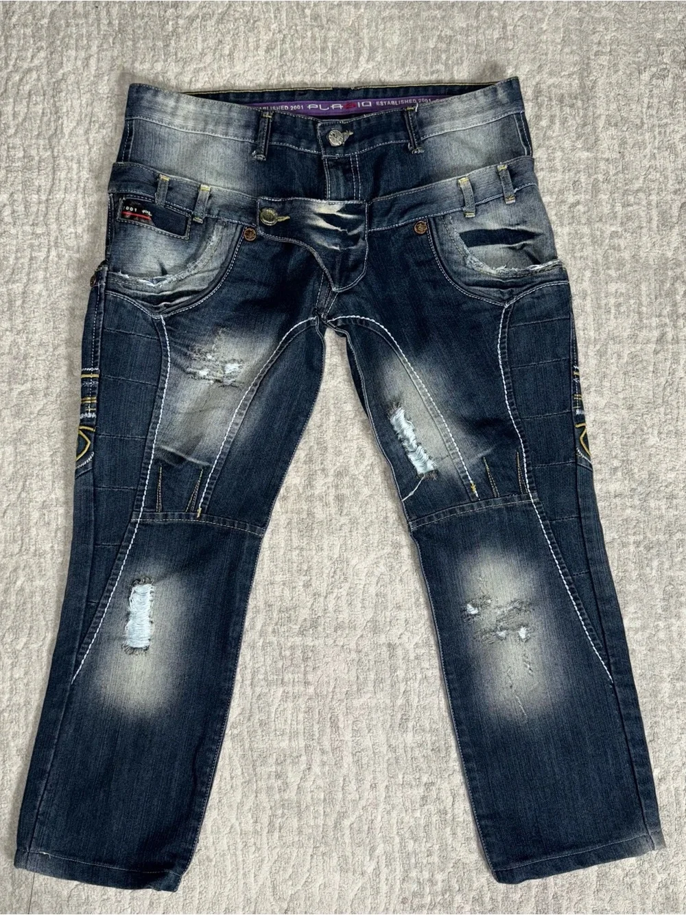 Unique Vintage denim Placid Y2K jeans pants size 34 men’s deconstructed